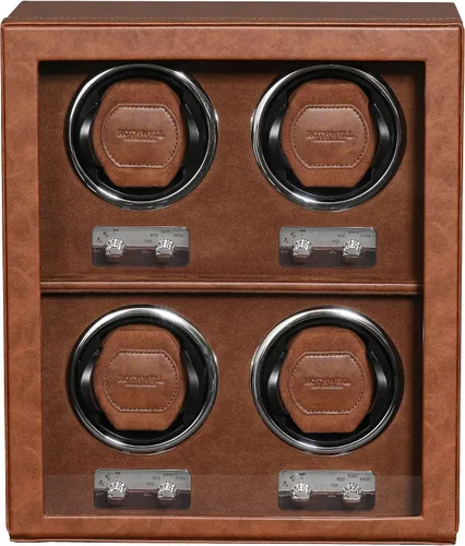 ROTHWELL Bobinadora de 4 relojes para relojes automáticos con motor silencioso con múltiples velocidades y ajustes de rotación (bronceado/marrón)