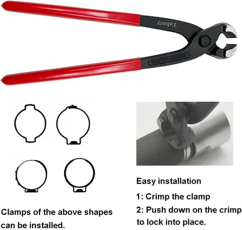Miniatura 5 de Alicates de abrazadera de oreja, herramienta engarzadora de pinzas, pinzas de manguera de oreja única para auto ATV UTV, extractor de clavos