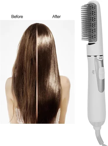 Miniatura 5 de Herramienta de peinado eléctrica 2 en 1 para secador de pelo, cepillo secador de pelo con peine de burlas, alisador de cabello ajustable de 3