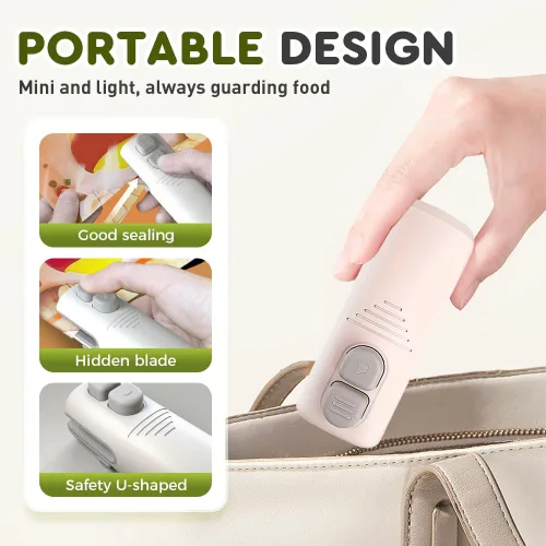 Miniatura 5 de Mini sellador de bolsas 3 en 1, cortador y sellador de bolsas recargable actualizado 2026 para bolsas de chips, sellador a presión doméstico