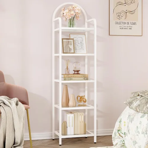 Miniatura 12 de Hzuaneri Estantería de vidrio templado, estantería delgada para dormitorio, baño, oficina en casa, marco de acero, negro de 6 niveles BC10601B