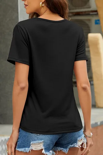 Miniatura 3 de PESION Camisas de manga corta con flecos para mujer, blusa con ribete de borlas