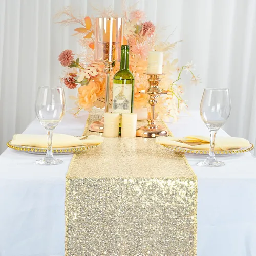 Miniatura 11 de ShiDianYi Camino de mesa de lentejuelas rojas de 14 x 108 pulgadas, paño con purpurina para fiestas, bodas, eventos, decoración de cubierta