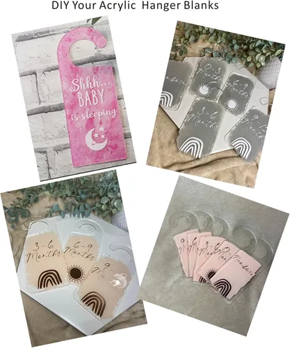 Miniatura 2 de 5 perchas acrílicas en blanco, colgador personalizado para niños, divisor de ropa acrílico liso para bricolaje, organizador de armario para niños