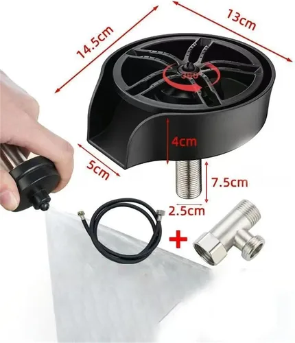 Miniatura 2 de Enjuagadora de vidrio para fregadero de cocina, arandela de tazas con boquilla giratoria 360 con manguera flexible, acero inoxidable 304 y compuesto