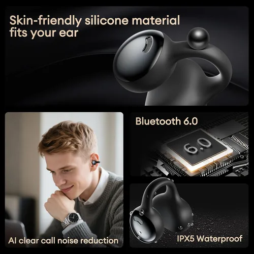 Miniatura 6 de PAXA 2026 MGC11 - Auriculares de oreja abierta, inalámbricos Bluetooth 6.0, con clip, cómodos auriculares abiertos para deportes, fitness