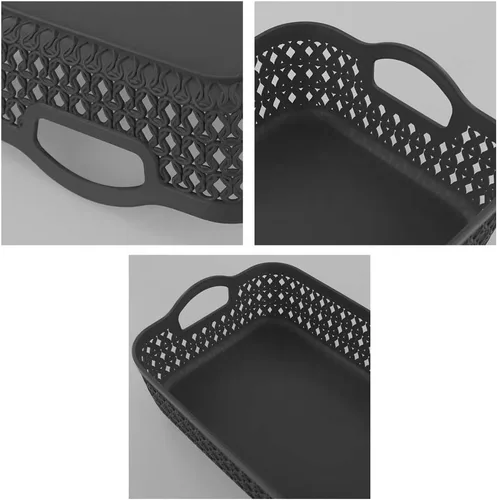 Miniatura 2 de 6-Pack Gray Small Plastic Storage Baskets Tray with Handle, Plastic Organizing Baskets