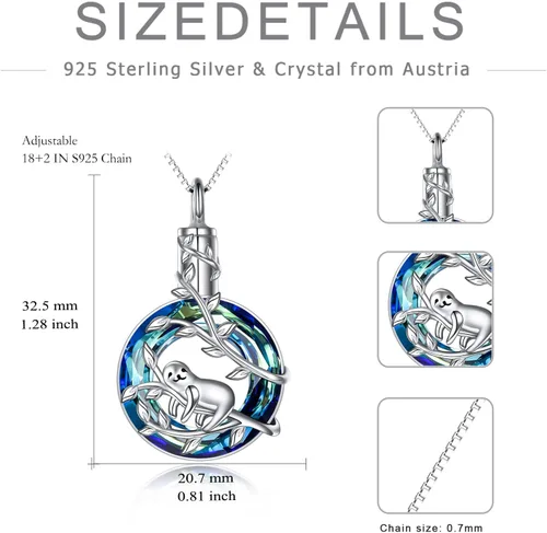 Miniatura 4 de POPKIMI Sloths Gifts for Women S925 Sterling Silver Sloth Pendant Necklace Memorial Jewelry Gifts Birthday Christmas