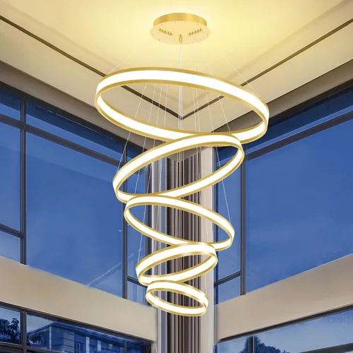 Miniatura 5 de Moderno candelabro de anillo acrílico regulable con LED, lámpara de anillo ajustable para comedor, sala de estar, dormitorio, cocina