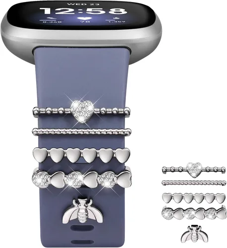 Miniatura 12 de Ouwegaga Compatible con Fitbit Versa 4 Bandas para Mujer/Sense 2/Sense/Versa 3 Bandas, Correa Deportiva de Silicona Suave con 5 Piezas de Anillos