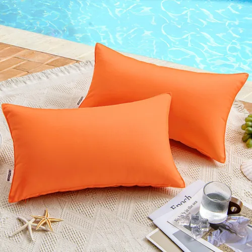 Miniatura 62 de MIULEE - Juego de 2 fundas de almohadas decorativas para exteriores, impermeables, cuadradas, para jardín, para cenador de primavera, tienda de Negro