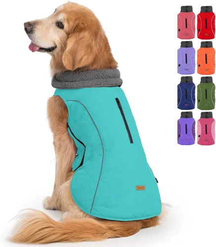 Miniatura 15 de EMUST Chamarras para perros, talla pequeña/mediana/grande, abrigo de invierno para perros grandes, azul oscuro, XL