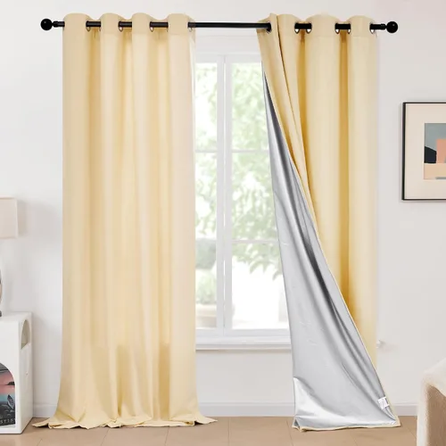 Miniatura 24 de Deconovo - Cortinas opacas para dormitorio con ojales, cortinas sólidas con aislamiento térmico, bloquean el calor, oscurecen la habitación, ahorran