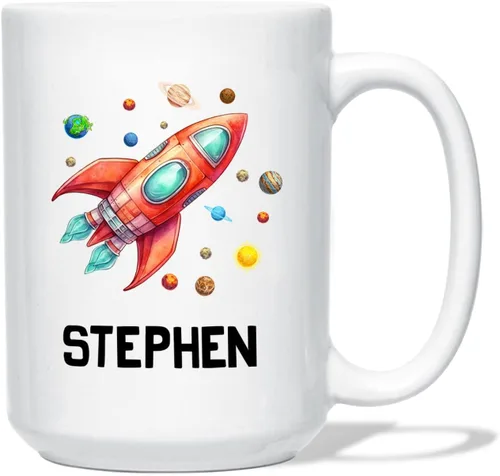 Miniatura 13 de Taza de café de avión personalizada con nombre de los niños, taza de café de avión personalizada de 11 onzas y 15 onzas, taza de cerámica blanca
