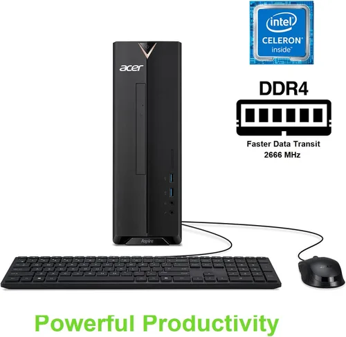 Miniatura 5 de Acer Aspire XC-830-UA91 Desktop Procesador Intel Celeron J4125 de cuatro núcleos (hasta 2.7 GHz) DDR4 de 8 GB a 2400 MHz SSD NVMe M.2 de 256
