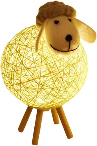Miniatura 7 de JOEBO Lámpara de noche de alpaca, lámpara de escritorio, lámpara de lectura, mesa de cama ajustable, luz decorativa de oveja, lámpara de noche