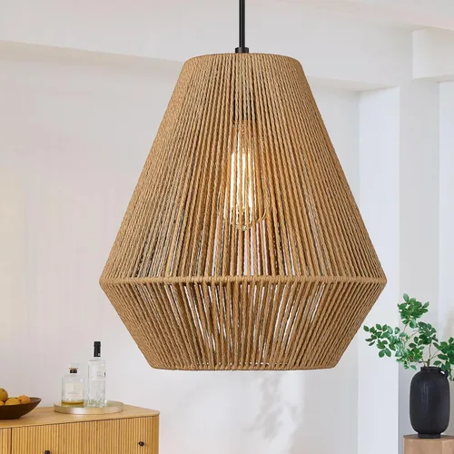 Miniatura 8 de ELYONA Lámparas colgantes tejidas modernas boho lámpara colgante con pantalla de canasta de ratán tejida a mano de 12", luminarias colgantes