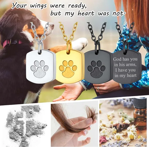 Miniatura 138 de FindChic Collares personalizados con urna para cenizas, barra vertical, gato, luna, reloj de arena, garra de perro, acero inoxidable, chapado en oro
