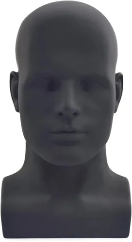 Cabeza de maniquí de PVC negro para maniquí masculino soporte modelo pantalla sombrero bufanda pelucas pelo gafas sombrero belleza estilo Negro mate