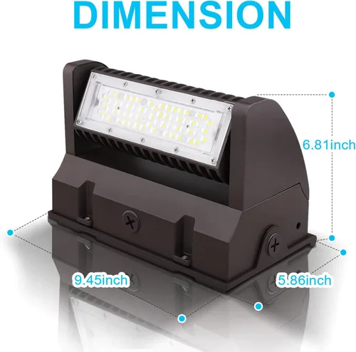 Miniatura 3 de OSTEK Paquete de luz LED de pared de 40 W, giratorio, ajustable, 5000 K, 5500 lm, paquete de pared de área al aire libre, lámpara LED para luz