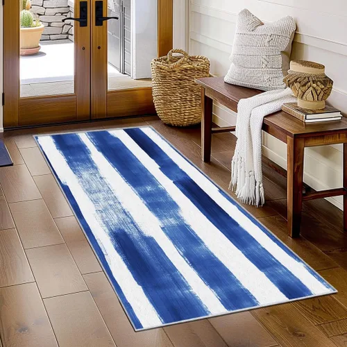Miniatura 15 de Black and White Striped Runner Rug 2x4 Small - Hallway Runner Rug Stripe Pattern, Non Slip, Washable, Black and White Striped Home Decor Carpet for