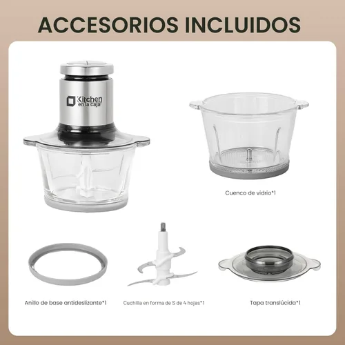 Miniatura 4 de Kitchen in the box Mini procesador de alimentos, picadora eléctrica de carne y picadora de alimentos con potente picadora de verduras de 400W - Un