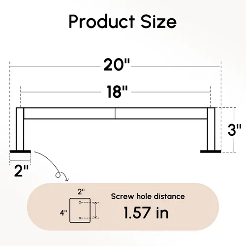 Miniatura 2 de USHOWER Toallero de níquel cepillado, toalleros de 18 pulgadas para montaje en pared de baño, soporte de toalla de acero inoxidable resistente