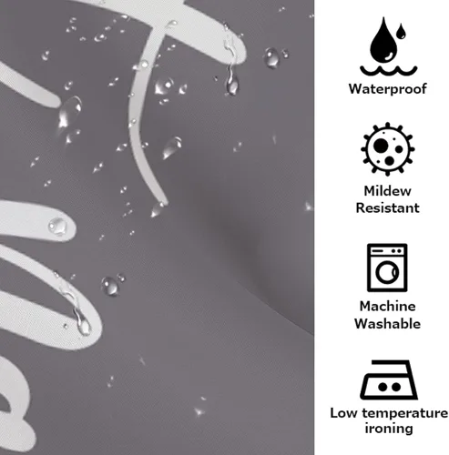Miniatura 6 de Cortina de ducha divertida y linda con texto en inglés «Get Nake», fondo gris, palabras blancas, lavable a máquina, juego de decoración de baño