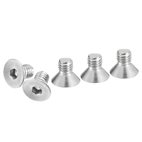 DTGN Tornillos de cabeza plana de 3/8-16 x 5/8 pulgadas, paquete de 10 tornillos de cabeza plana hexagonal de acero inoxidable 304, rosca completa,