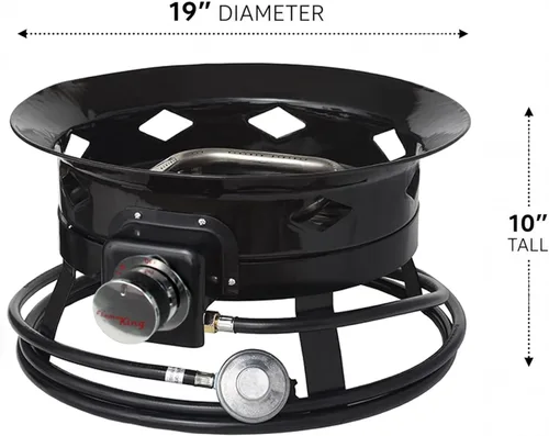 Miniatura 4 de Flame King Fogata de propano sin humo, cuenco de fuego portátil de 19 pulgadas, 58 K BTU con autoencendedor, cubierta y correas de transporte