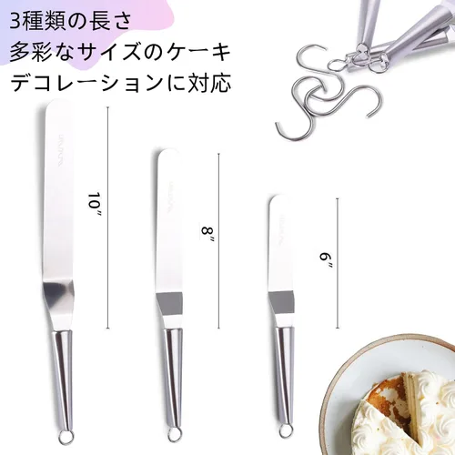 Miniatura 2 de Juego de 3 espátulas desplazadas para glaseado de tartas de 6, 8, 10 pulgadas con 3 ganchos de metal, espátula en ángulo para decoración de tartas