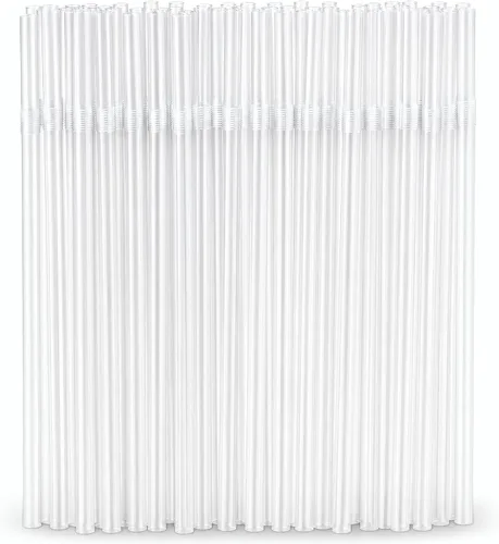 ALINK Paquete de 100 pajitas flexibles transparentes para beber, pajitas flexibles de plástico desechables, 7.75 x 0.23 pulgadas