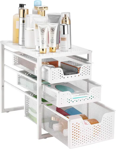 Miniatura 4 de Simple Trending - Organizador de gabinete de 3 niveles para debajo del fregadero, con cajón de almacenamiento deslizante, organizador de mesa