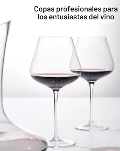 Miniatura 4 de JBHO Juego de 4 copas de vino Burgundy de cristal estilo italiano de 21 onzas sopladas a mano - Cristal transparente premium sin plomo - Caja