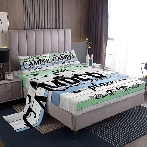 Miniatura 16 de Erosebridal American Flag Bed Sheets Twin Army Green Camo Deep Pocket Fitted Sheet for Kids Boys Girls Bear Claw Hunting Theme Bedding Set Camoflage