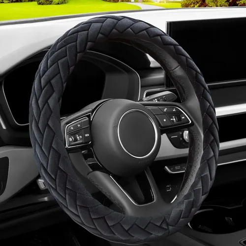 Miniatura 6 de YHONGJT - Funda para volante de terciopelo suave, manos cálidas y suaves, universal de 15 pulgadas para mujeres y niñas, apto para vehículos