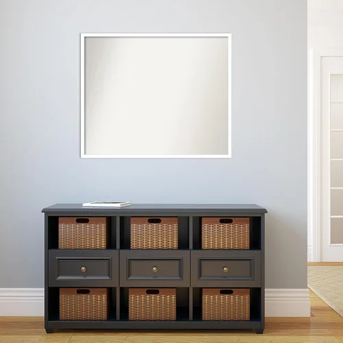 Miniatura 69 de Amanti Art Espejo de baño blanco para sobre el fregadero, 32 x 45 pulgadas, espejo de tocador rectangular blanco esbelto, marco de madera moderno