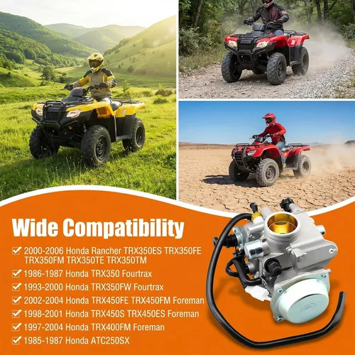 Miniatura 7 de Nuevo carburador para Honda Rancher, 350 TRX350 350ES 350FE 350FMTE 350TM, carburador