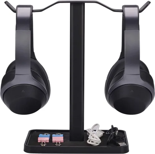 Avantree Neetto HS908 - Soporte Dual para Auriculares de Escritorio, Respaldo para Auriculares de Aluminio y Metal para Juegos