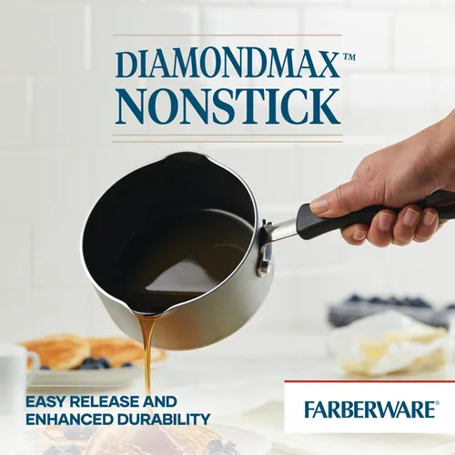 Miniatura 4 de Farberware Cookstart DiamondMax - Cacerola coladora antiadherente, apta para lavavajillas, 1 cuarto de galón, color plateado