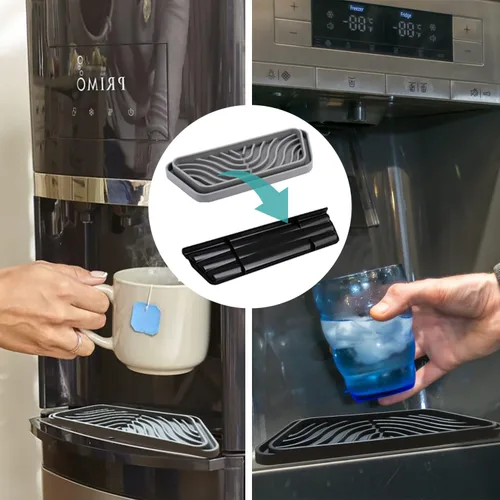 Miniatura 6 de Bandeja de goteo de silicona para refrigerador, 2 paquetes, protege la bandeja dispensadora de hielo y agua de derrames, se adapta a la bandeja