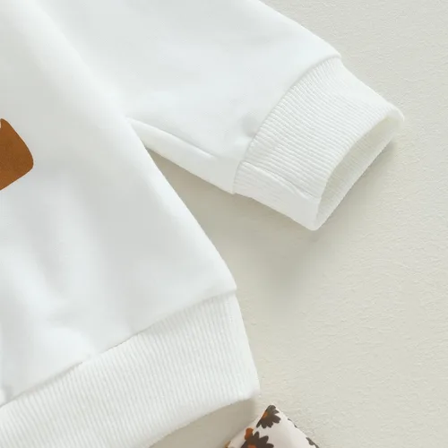 Miniatura 4 de wdehow Conjunto de sudadera de manga larga con estampado de letras y pantalones acampanados de calabaza, ropa de otoño