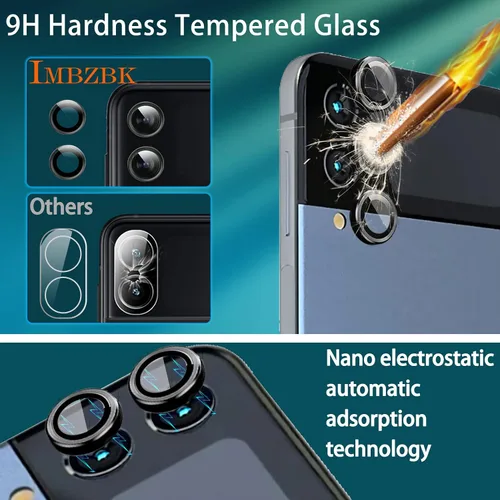 Miniatura 5 de IMBZBK Protector de pantalla 9 en 1 para Samsung Galaxy Z Flip 4 5G, película flexible de pantalla interior + protector de pantalla trasera