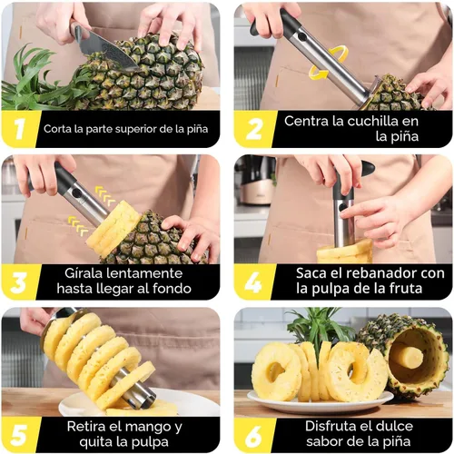 Miniatura 3 de Descorazonador de piña, [mejorado, reforzado, cuchilla más gruesa] Descorazonador de piña premium Newness (negro)