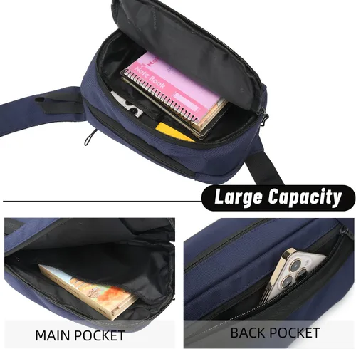 Miniatura 2 de Riñonera para hombres y mujeres, impermeable, para viajes, correr, con puerto de carga USB, Azul