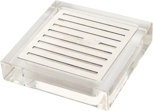 Rosseto LD108 Bandeja de goteo de acrílico cuadrada con inserto de acero inoxidable para dispensadores de bebidas, transparente