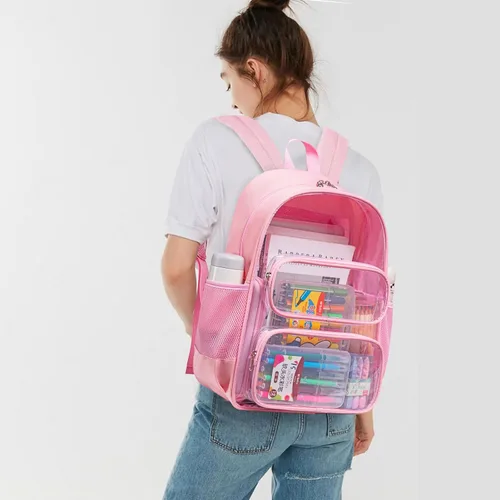 Miniatura 92 de CAMTOP Mochila transparente resistente y transparente para estudiantes, escuela, trabajo, festival, viajes, deportes, Beige, Mediana, Camtop Mochila