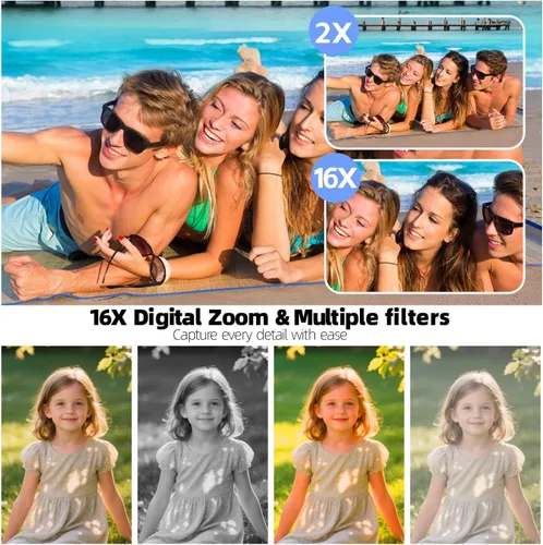 Miniatura 3 de WGM Cámara digital 5K, cámaras de 68 MP para fotografía, con zoom 16X antivibración, tarjeta de 32 GB y flash, cámaras portátiles compactas