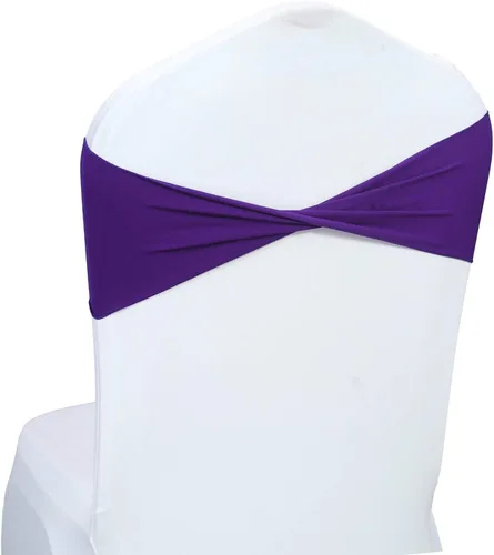 Miniatura 14 de MDS Paquete de 100 bandas de elastano para silla, bandas lisas sin hebilla, reutilizables, elásticas, para decoración de bodas, recepciones, Azul