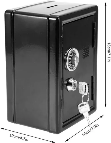 Miniatura 2 de Yosoo Caja de dinero para niños, caja de dinero, contraseña, monedas, ahorro de caja fuerte, estilo caja de regalo, con 2 llaves (negro)